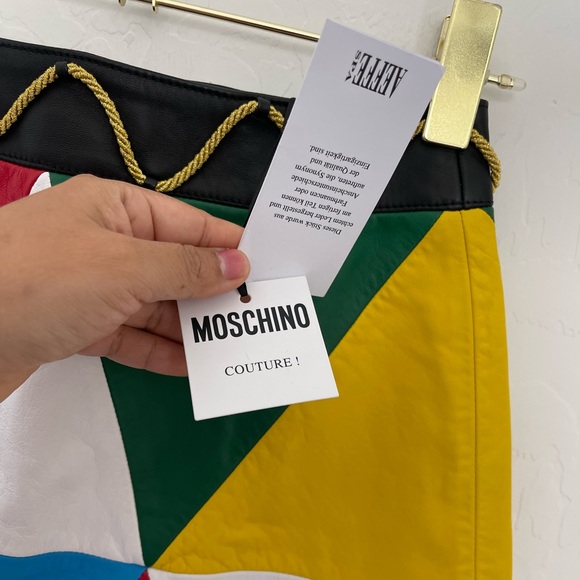 MOSCHINO COUTURE Multi Gold Rope Leather A-Line Mini Skirt Sz 6 NWT - Picture 6 of 13